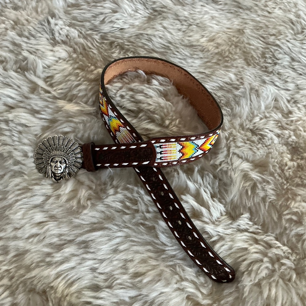 Western leather seed bead Nocona brand laddies belt